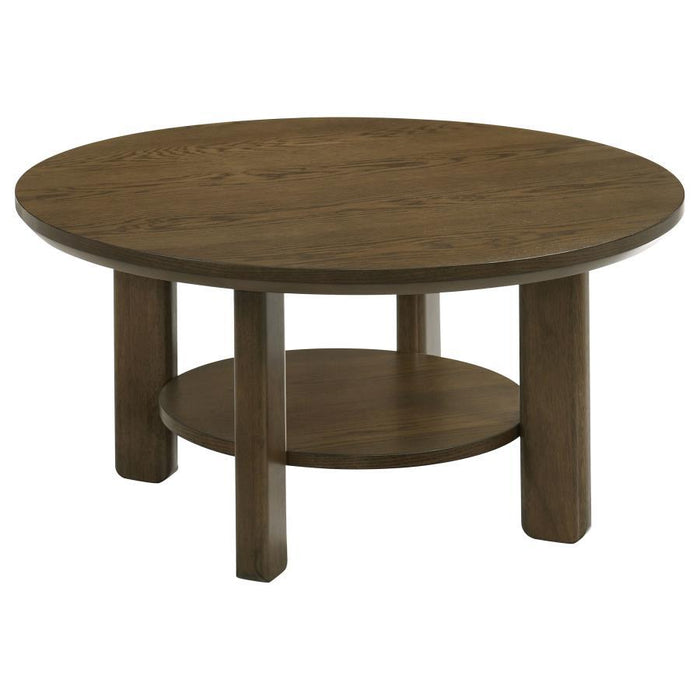 Ottowa - Round Wood Table With Shelf