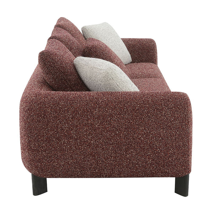 Mardi - Sofa With 6 Pillows - Maroon Tweed