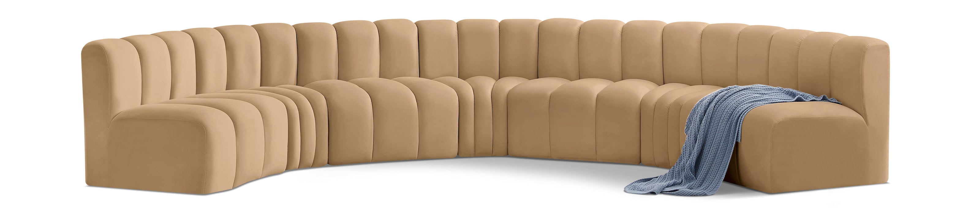 Arc - Velvet 7 Piece U-Shaped Modular Sofa