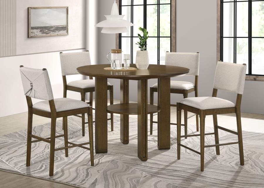 Ottowa - 5 Piece Round Counter Height Dining Room Set - Brown
