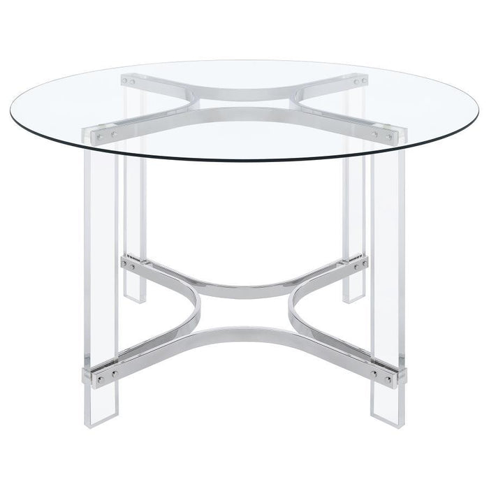 Keeling - Round Glass Top Acrylic Dining Table - Chrome