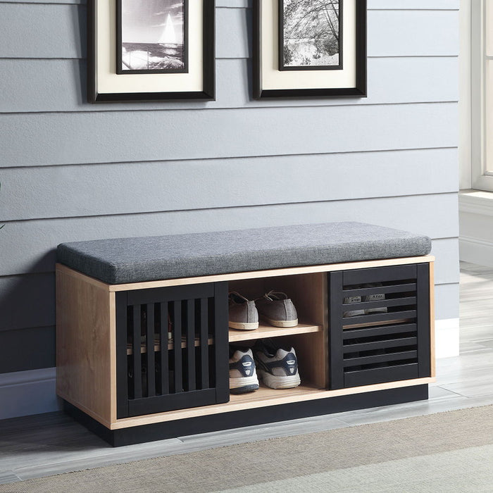 Gamaliel - Bench With Storage - Oak & Espresso