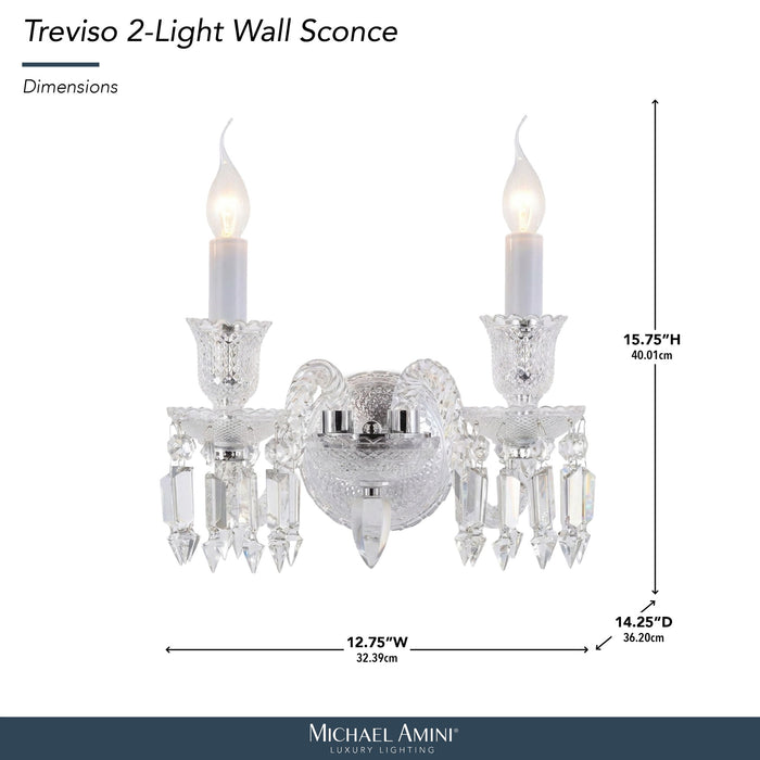 Michael Amini Lighting - Treviso 2-Light Traditional Crystal Wall Sconce - Clear