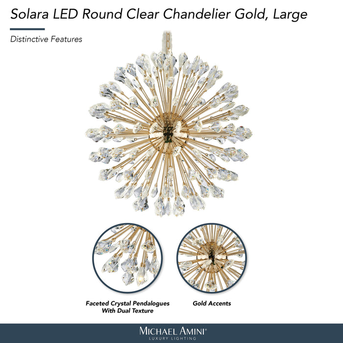 Michael Amini Lighting - Solara 32" Round Crystal LED Chandelier - Gold