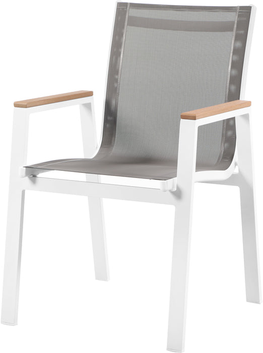Nizuc - Outdoor Patio Dining Arm Chair With White Frame And Natural Arms (Set of 2)