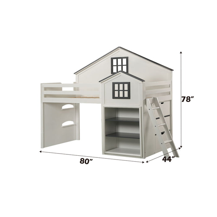 Ratana - Loft Bed - Gray & White