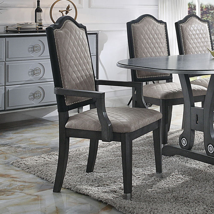 House Beatrice - Arm Chair Set of 2) - Two Tone Gray Fabric & Charcoal