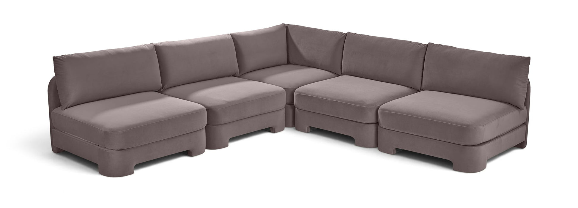 Hammond - Velvet Performance Fabric Upholstered 5 Piece Armless Sectional