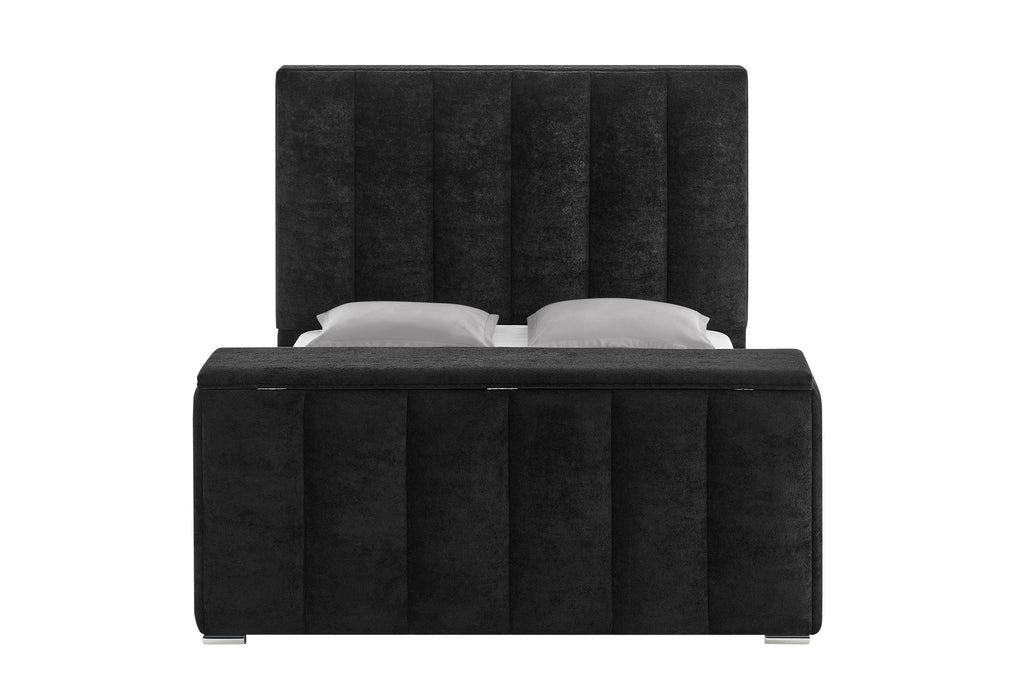 Serenity - King Bed With Speaker, TV Lift, And Fireplace - Onyx