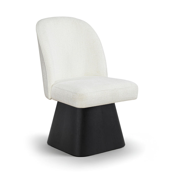 Marlowe - Linen Textured Fabric Upholstered Swivel Dining Side Chair - Stained Black