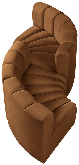 Arc - Velvet 4 Piece Curved Modular Sofa - Saddle