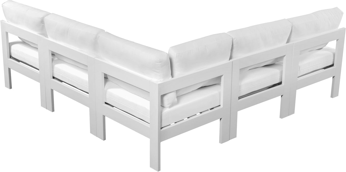 Nizuc - Outdoor Patio 5 Piece Modular Sectional With White Frame