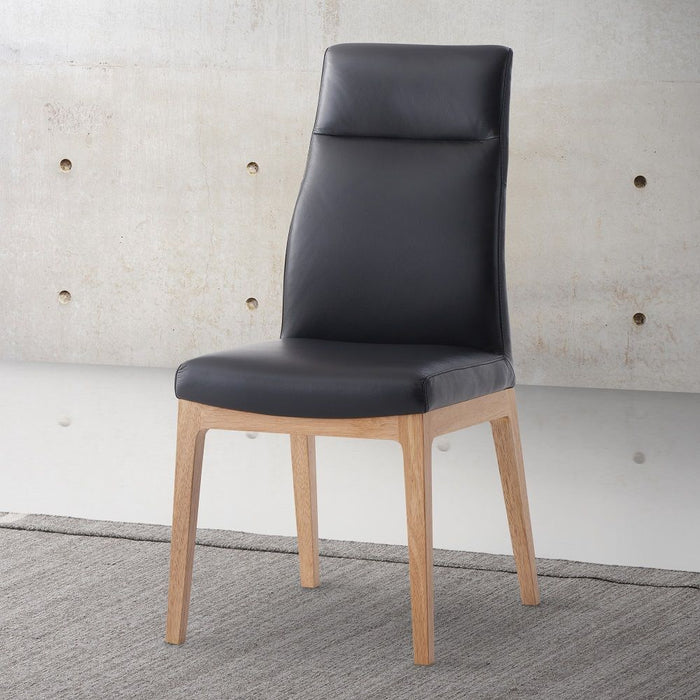 Raquan - Side Chair Set of 2) - Black Leather & Walnut