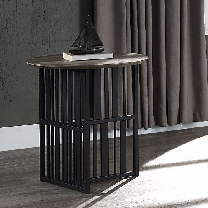 Zudora - End Table - Antique Oak & Black