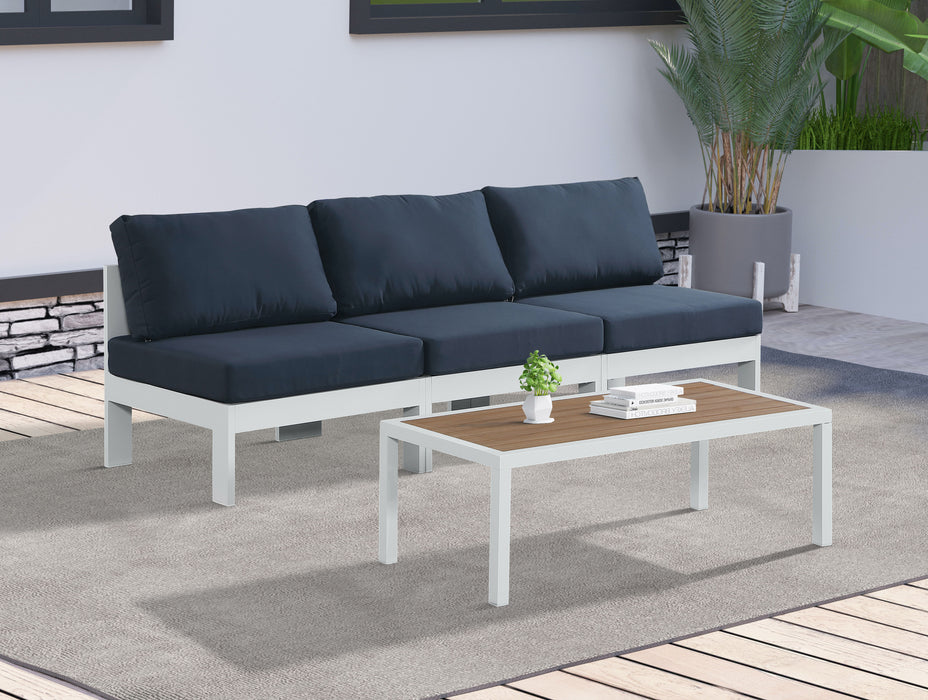 Nizuc - Outdoor Patio 3 Seat Armless Modular Sofa With White Frame