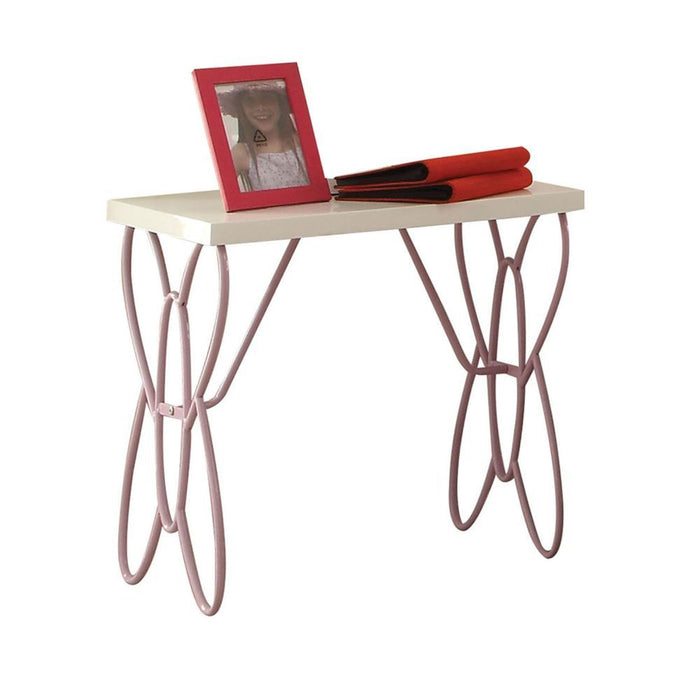 Priya II - Nightstand - White & Light Synthetic Leather Rple
