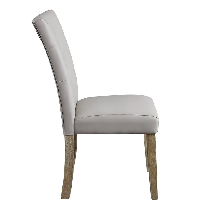 Charnell - Side Chair Set of 2) - Gray Synthetic Leather & Oak