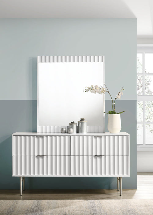 Modernist - Mirror With Stainless Steel Base - White
