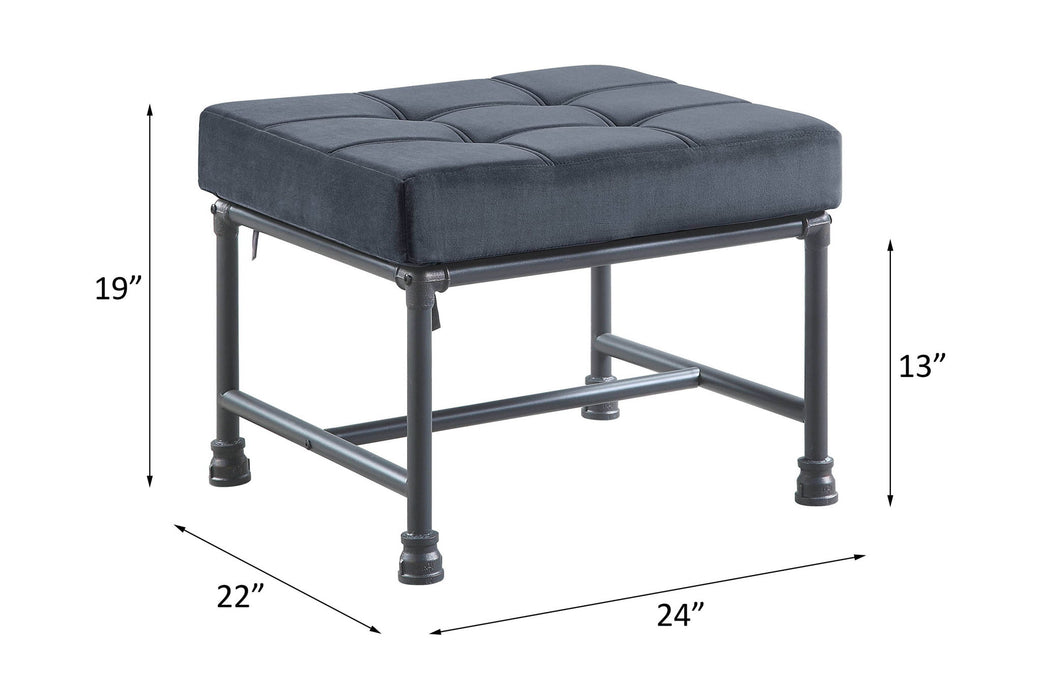 Brantley - Ottoman - Gray Velvet & Sandy Gray