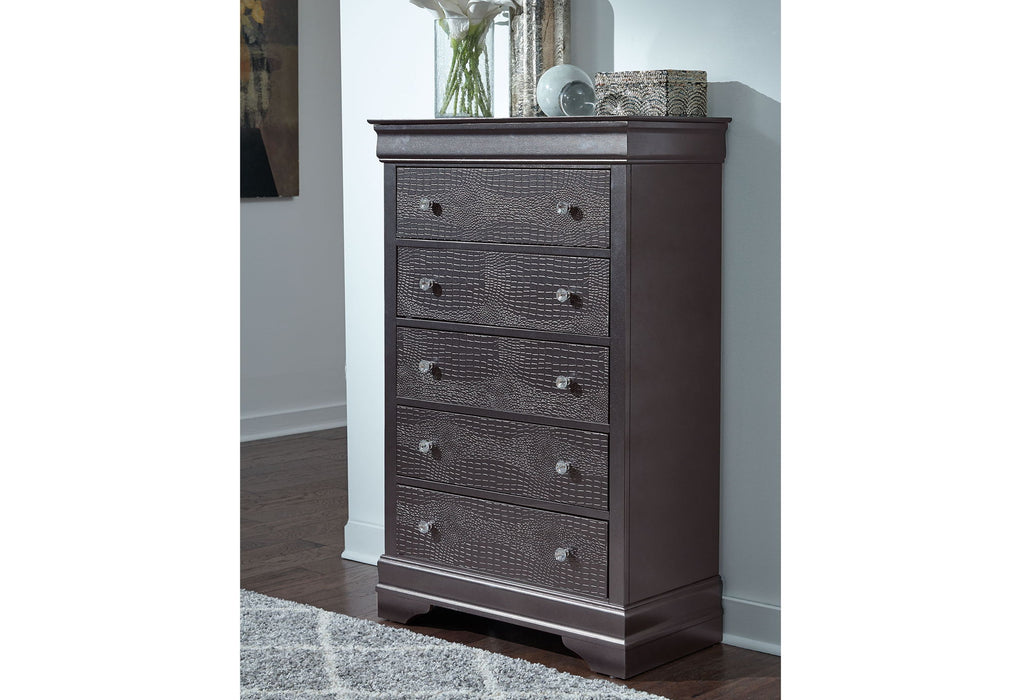 Pompei - 5 Piece Full Bedroom Set With LED - Gray