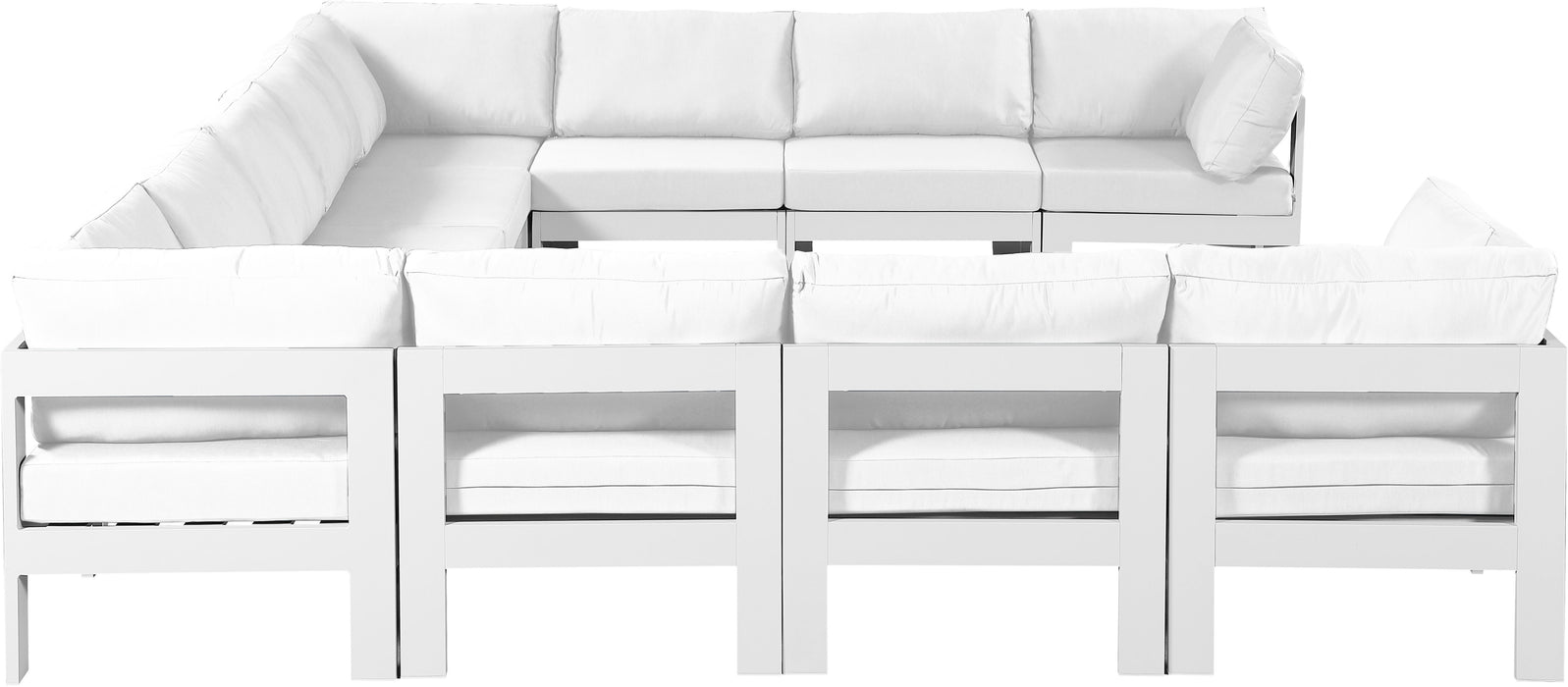 Nizuc - Outdoor Patio 11 Piece Modular Sectional With White Frame