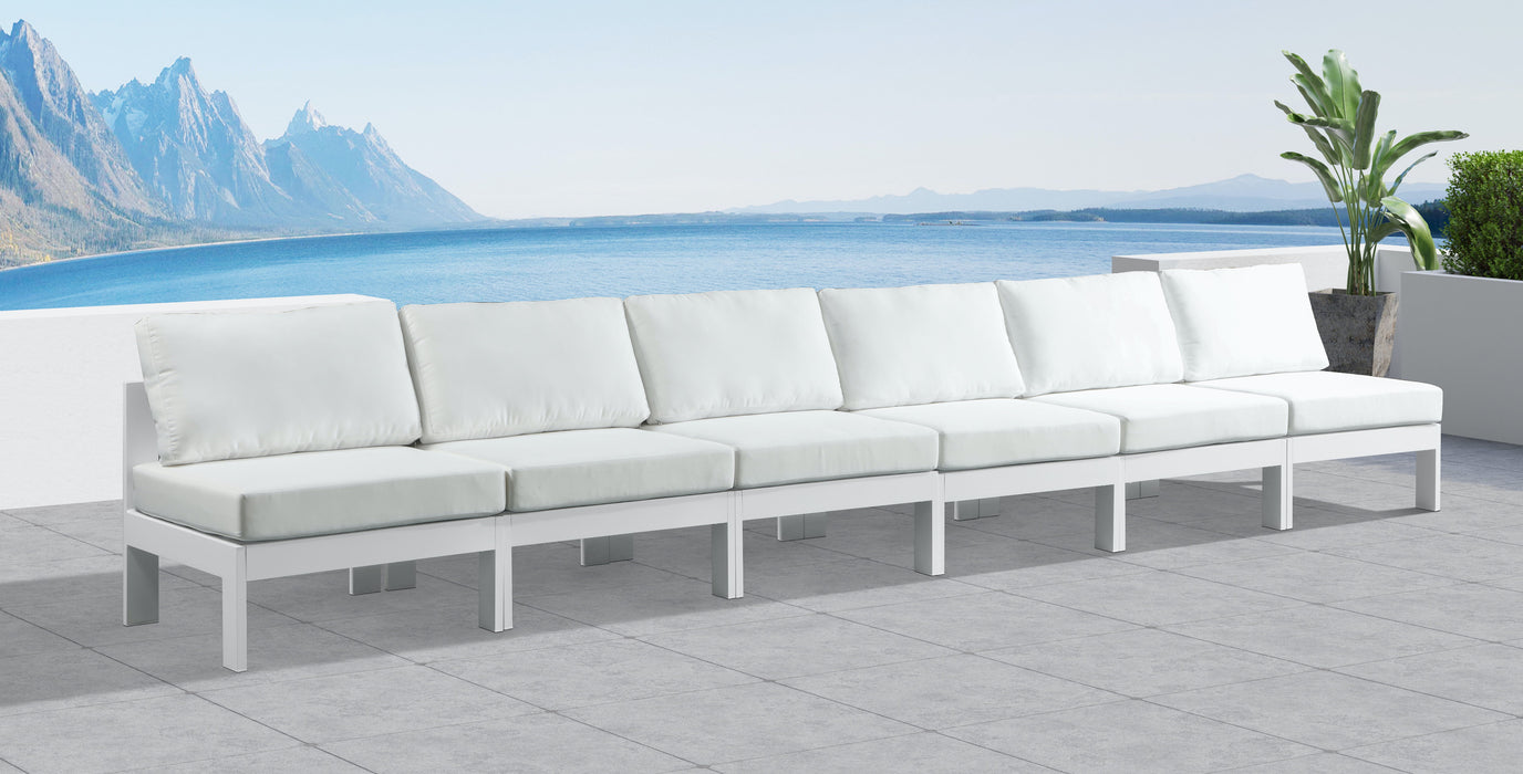 Nizuc - Outdoor Patio 6 Seat Armless Modular Sofa With White Frame