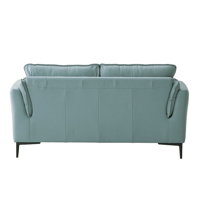 Mesut - Loveseat - Sage Green Top Grain Leather & Black