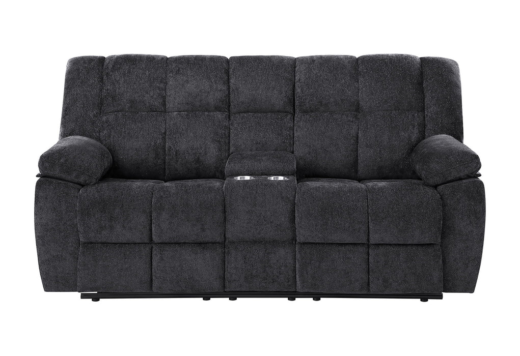 U6000 - 3 Piece Living Room Set (Reclining Sofa / Console Reclining Loveseat / Recliner) - Black