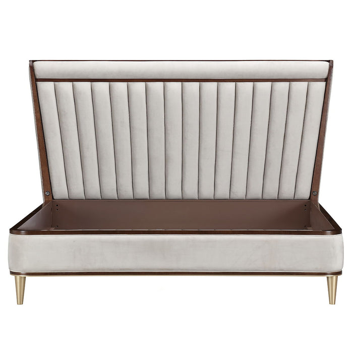 Houston - Eastern King Channel Tufted Panel Bed - Porcini / Walnut