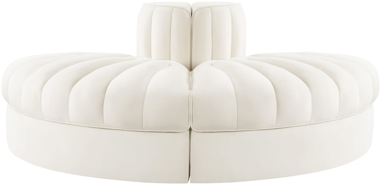 Rummi - Velvet Performance Fabric Upholstered 2 Piece  Rounded Modular Loveseat