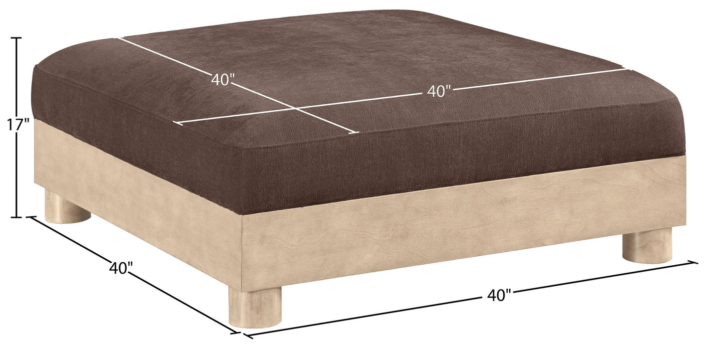 Turin - Chenille Fabric Upholstered Modular Ottoman - Natural Base