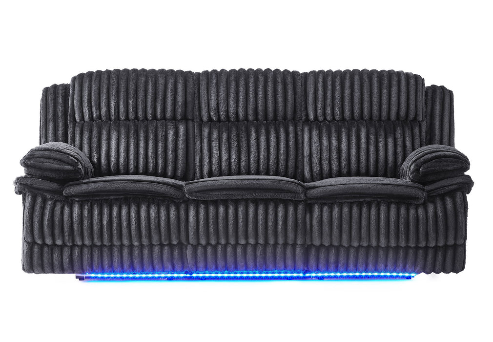 U8686 - Power Reclining Sofa With LED & Power Console Reclining Loveseat With LED - Black