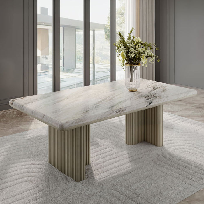 Charity - Dining Table - Natural Marble Top & Gray Oak