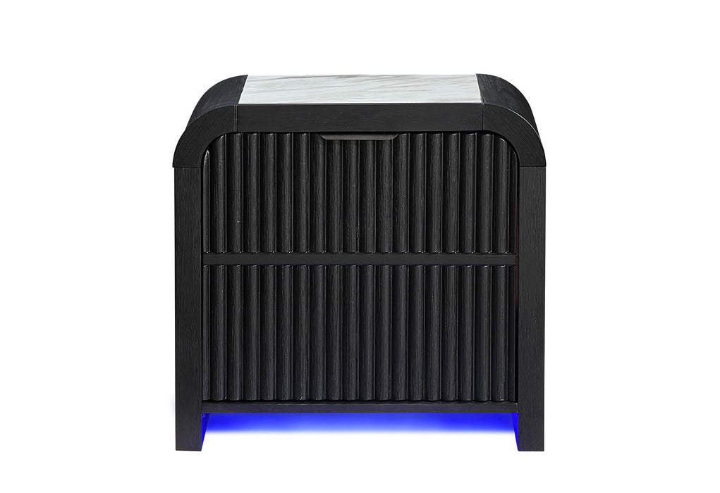 Beckett - Nightstand With LED And Speaker - Black / White