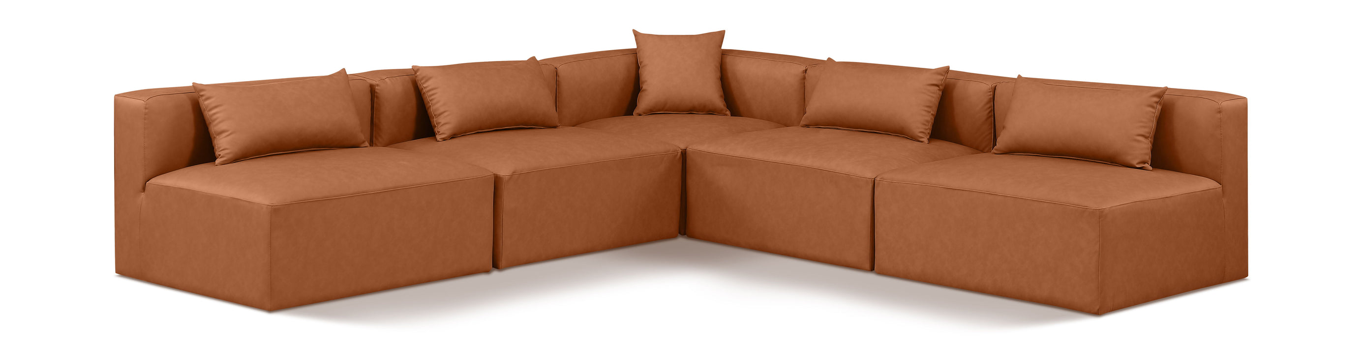 Cube - 5 Piece Modular Corner Armless Sectional - Cognac