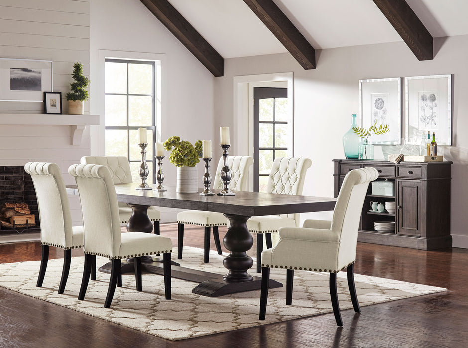 Alana Upholstered Dining Side Chair Beige Smokey Black (Set of 2)