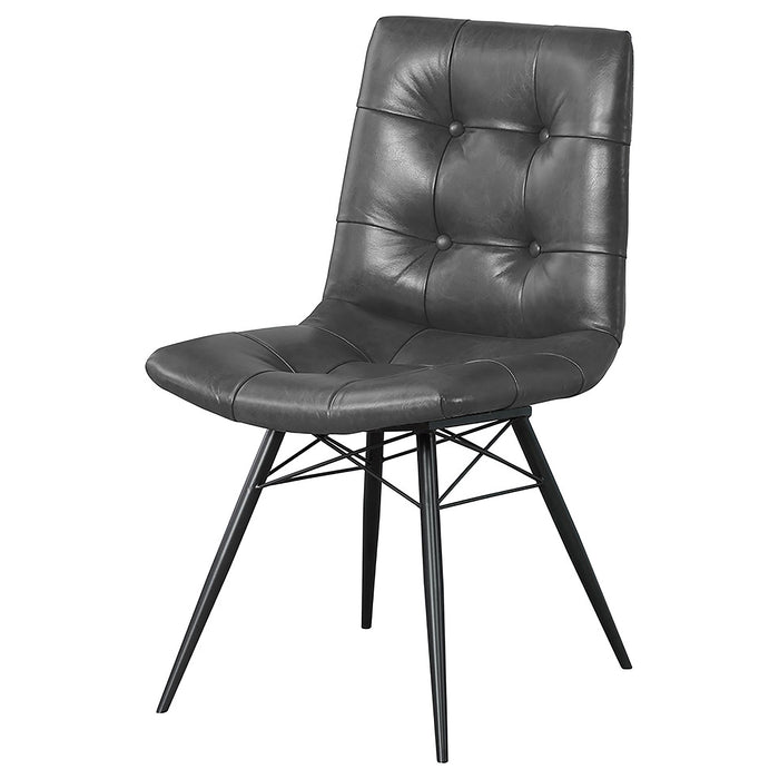 Aiken Faux Leather Upholstered Dining Side Chair Charcoal Grey (Set of 4)