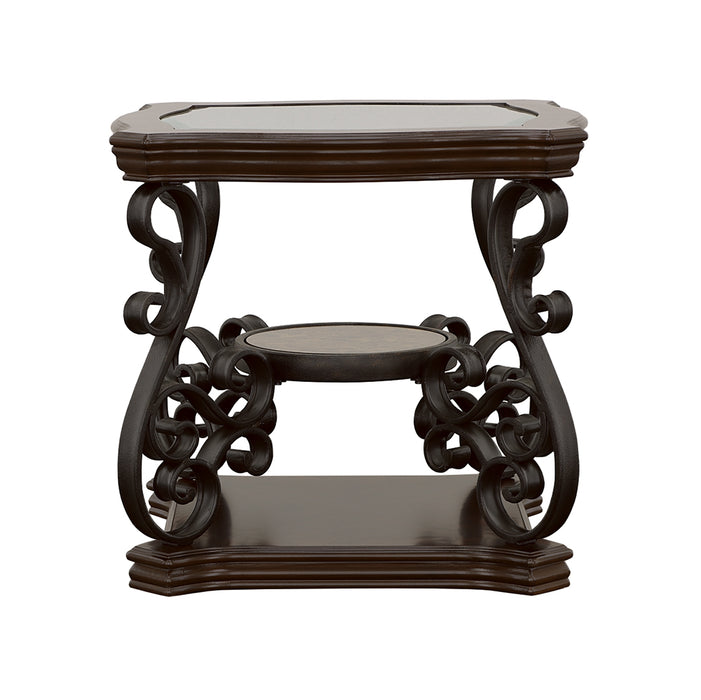 Laney 1-shelf Glass Top Square End Table Deep Merlot