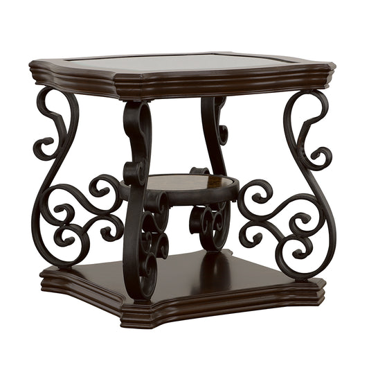 Laney 1-shelf Glass Top Square End Table Deep Merlot