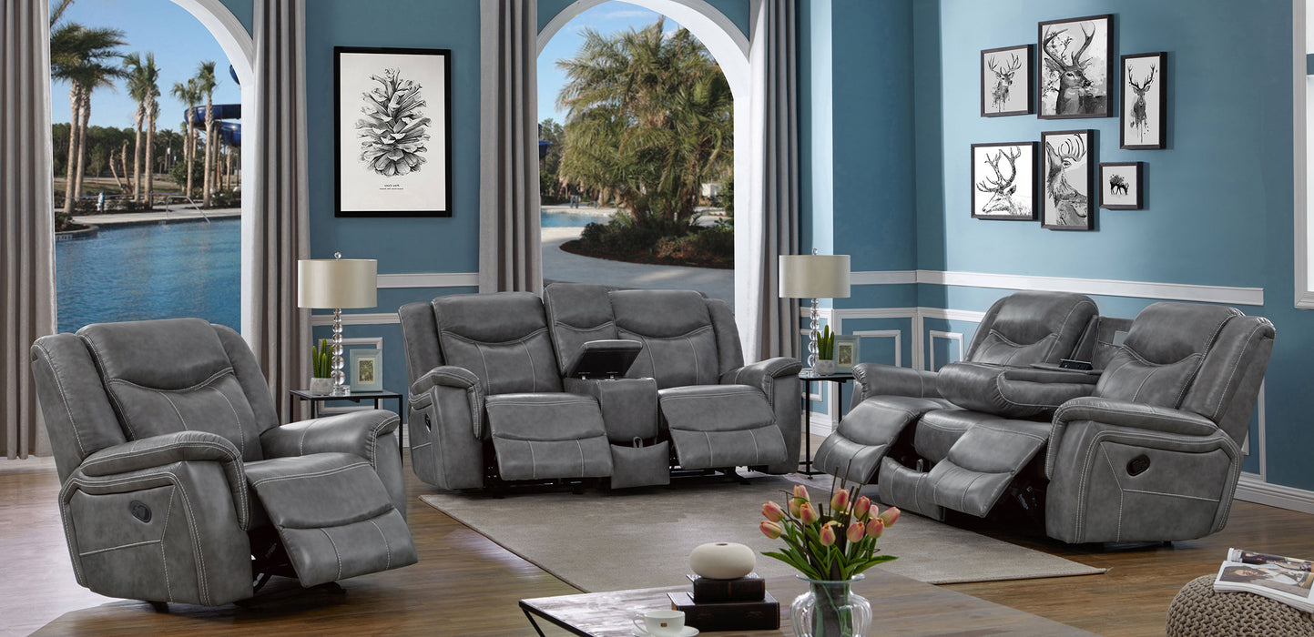 Conrad Upholstered Padded Arm Glider Loveseat Grey