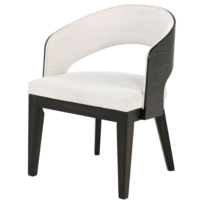 Leandro Upholstered Dining Arm Chair Cream (Set of 2)