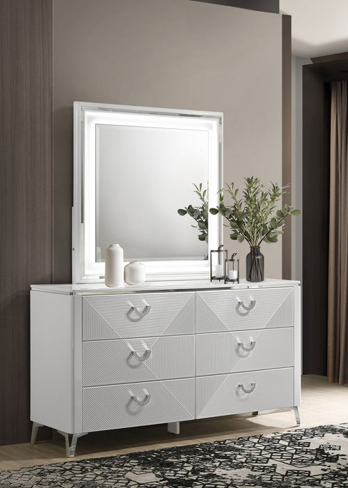 white high gloss dresser Esther BD05885 Bradley Home Funishings Clean lines and a rectangular shape provide an unobscured Cassia 6-drawer Dresser Cabinet with