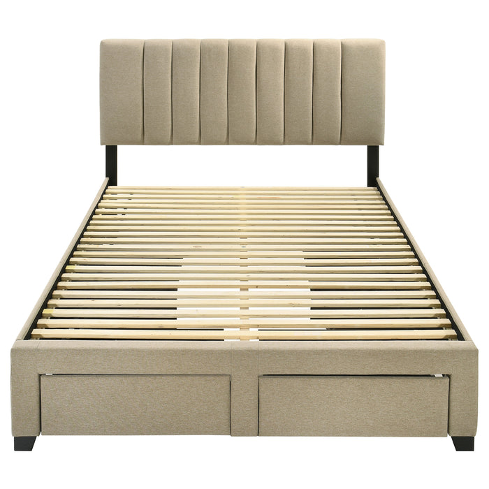 Wheatland 4-drawer Upholstered Full Storage Bed Light Brown
