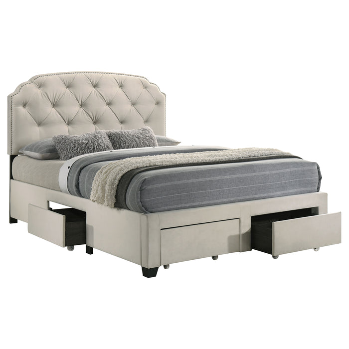 Marianna 4-drawer Upholstered Full Storage Bed Cream