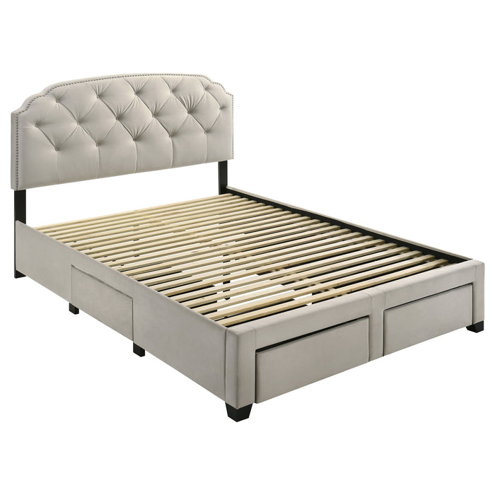 Marianna 4-drawer Upholstered Eastern King Storage Bed Cream