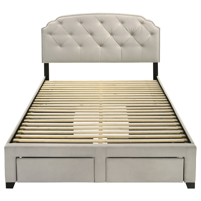 Marianna 4-drawer Upholstered Eastern King Storage Bed Cream