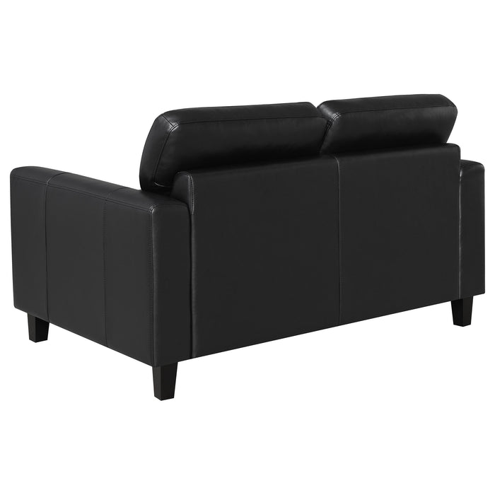 Scotland 3-piece Faux Leather Upholstered Sofa Set Black