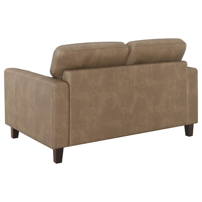 Scotland 2-piece Faux Leather Upholstered Sofa Set Brown
