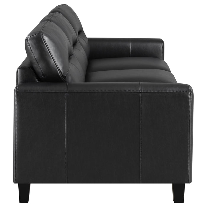 Scotland 2-piece Faux Leather Upholstered Sofa Set Black