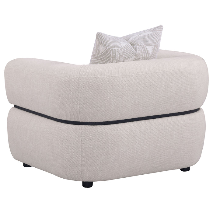 Jeanette 3-piece Fabric Upholstered Round Arm Sofa Set Beige